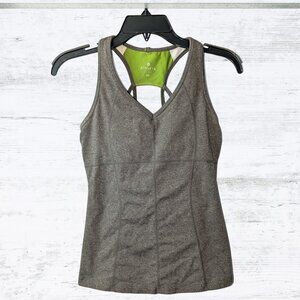 Athleta Gray Equator V-Neck Strappy Racerback Tank Top Athletic Activewear - XS